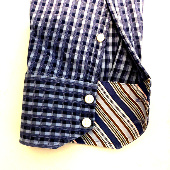 Tailorbyrd Mens Flip Cuff Long Sleeve Button Front Shirt Color Blue Size XL - Picture 9 of 10